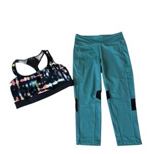 RISE Active Bundle Capri High Waist Leggings and Sports Bra Medium Impact L NWOT